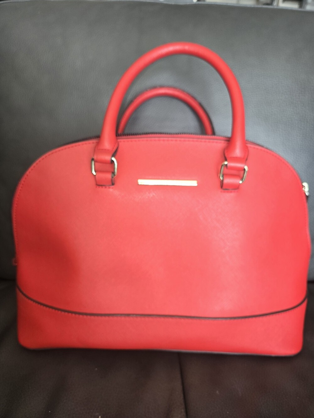 Red Dome Satchel Handbag -